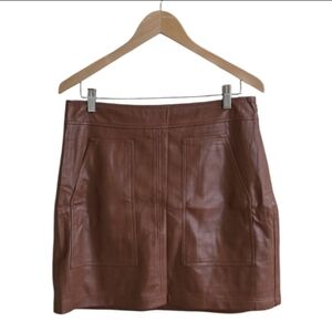 LOFT Women's Chocolate Brown Faux Leather Business Casual Mini Skirt. Size 10